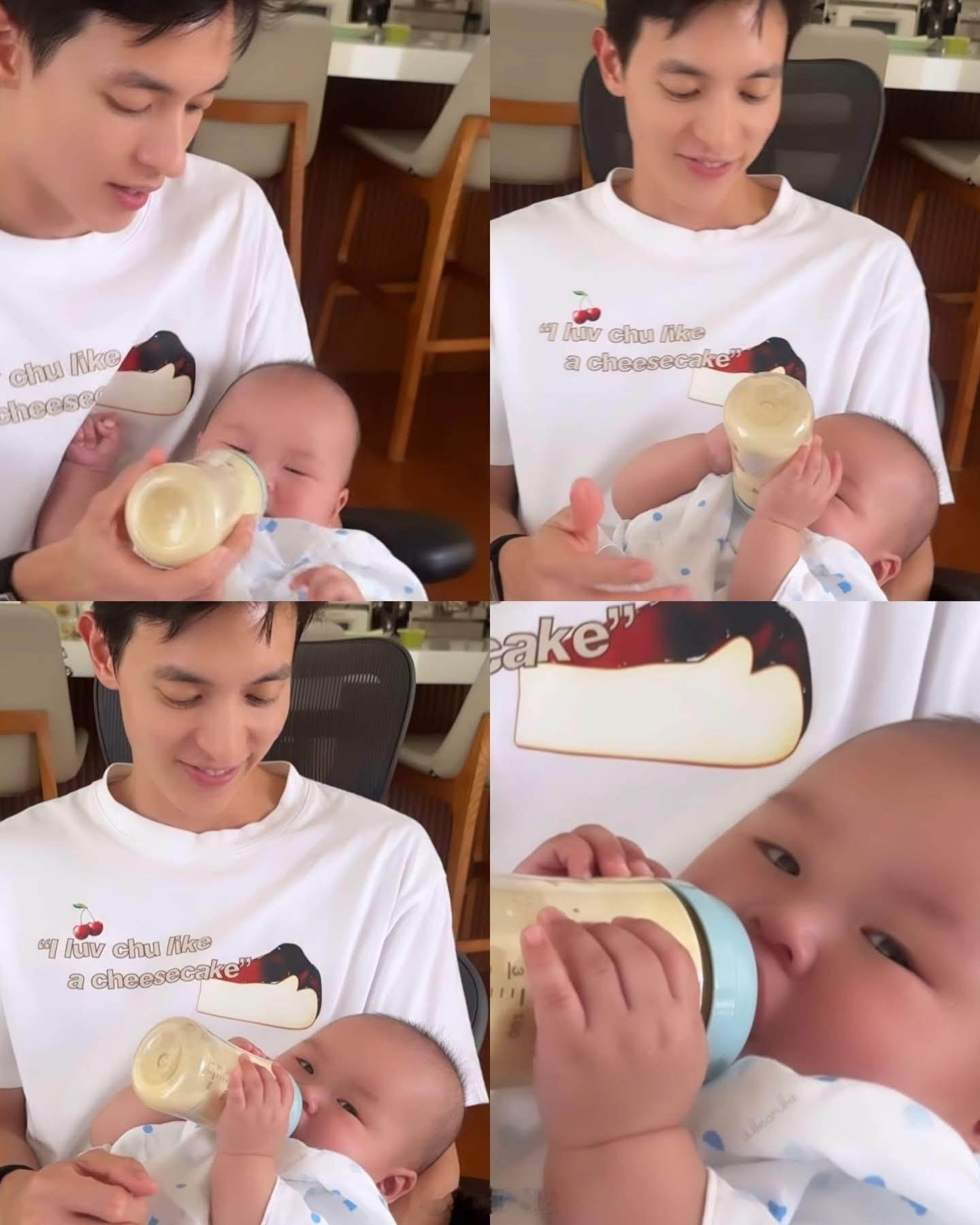 小吉拉宇自己喝奶 小吉拉宇自己抱着奶瓶喝奶啦！才这么大点就这么独立，也太聪明了吧