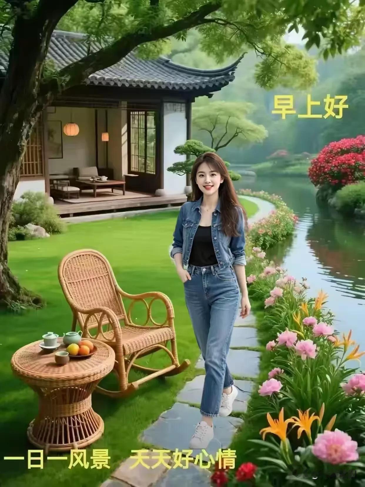 《鹧鸪天·朝夕纳福》

朝纳平安瑞气裁，
午迎财禄入怀来。
暮收鸿福盈门至，
吉