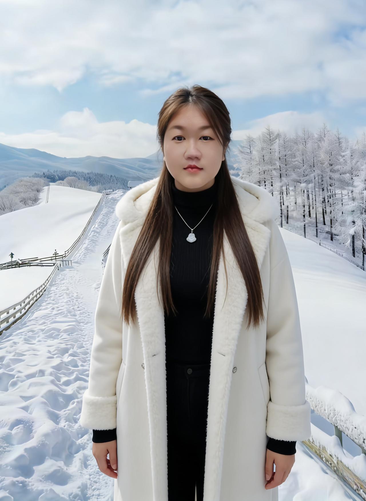 雪野立娉婷，眉含远山青
寒天无俗色，独抱玉壶冰