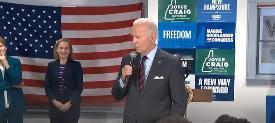 美国大选临近，气氛紧张。10月22日，拜登在新罕布什尔州民主党竞选办公室发表惊人