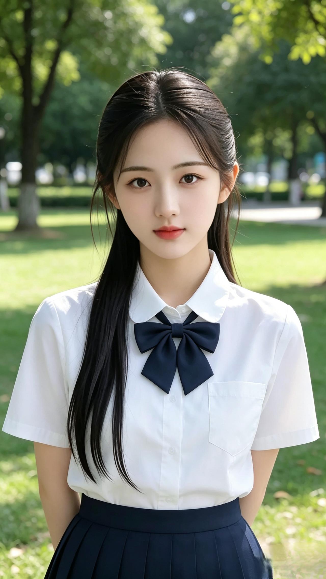 校园少女风，清新自然，青春洋溢