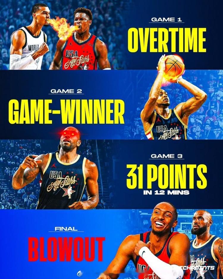 G1加时，G2绝杀，G3战神卡，G4新星大胜…本届全明星赛大家感觉如何？nba