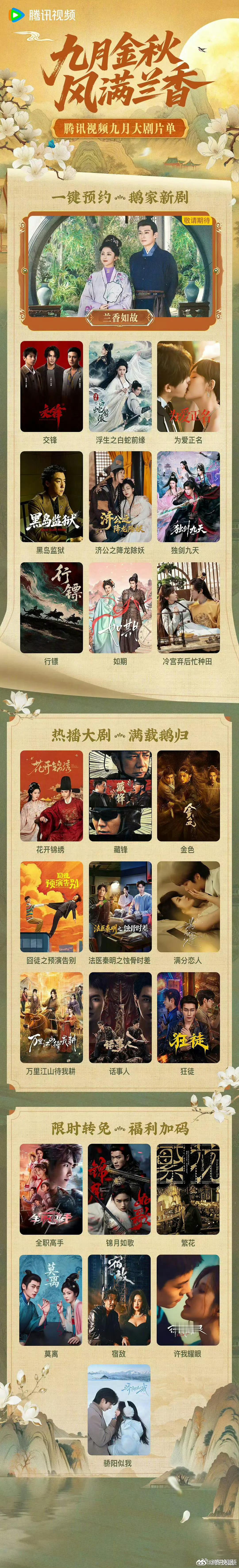 来战9月真不来了，腾讯9月片单来了 没有来战 ​​​
