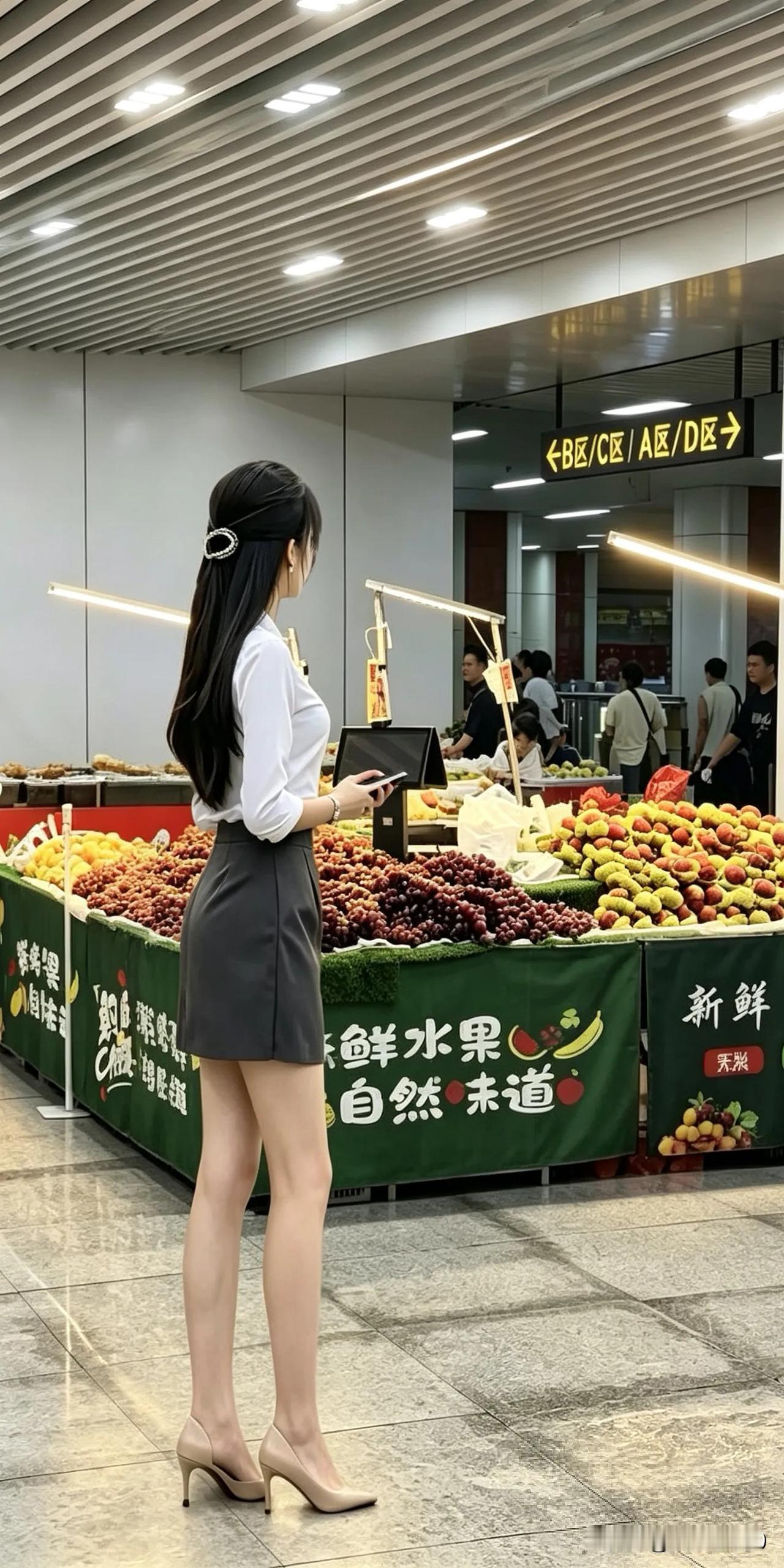 水果摊前的驻足：女人是水做的，也是水果喂出来的🍇🍊

每次走到这个地铁站的水