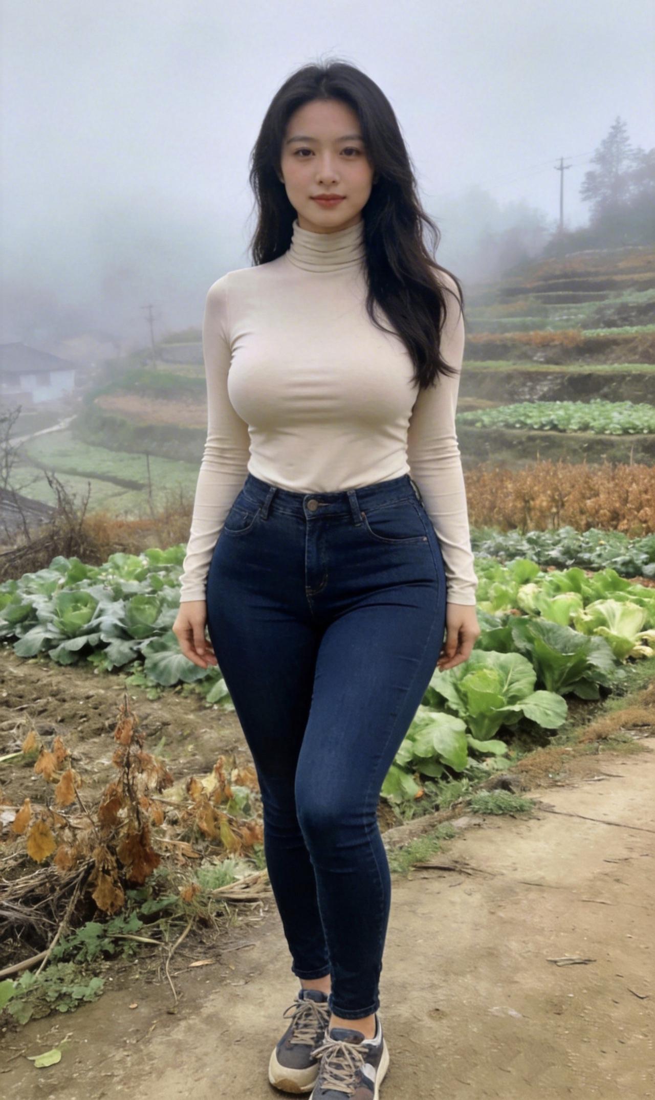 《乡雾里的姑娘》
 
雾漫山坳，漫过青瓦与田埂
你站在菜畦边，像株刚抽穗的麦
高