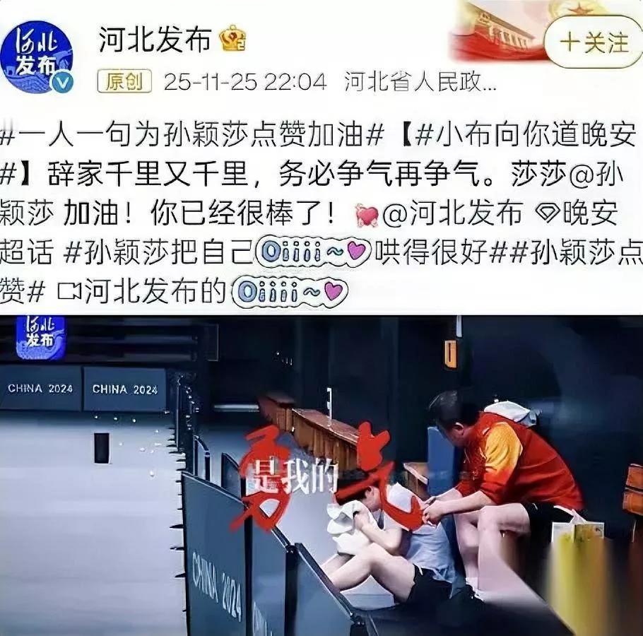 河北出手护颖莎！

全运银牌竟遭网暴？

孙颖莎全运会女单摘银后，质疑声却铺天盖
