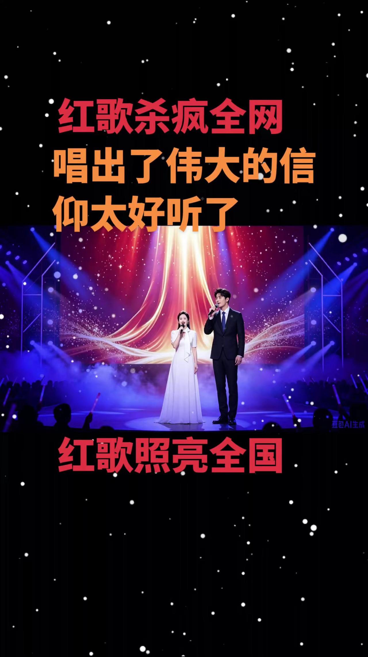 哪个男神唱的太🔥了，这红歌太好听了，循环三天三夜演唱比赛 舞台 浪漫舞台氛围感