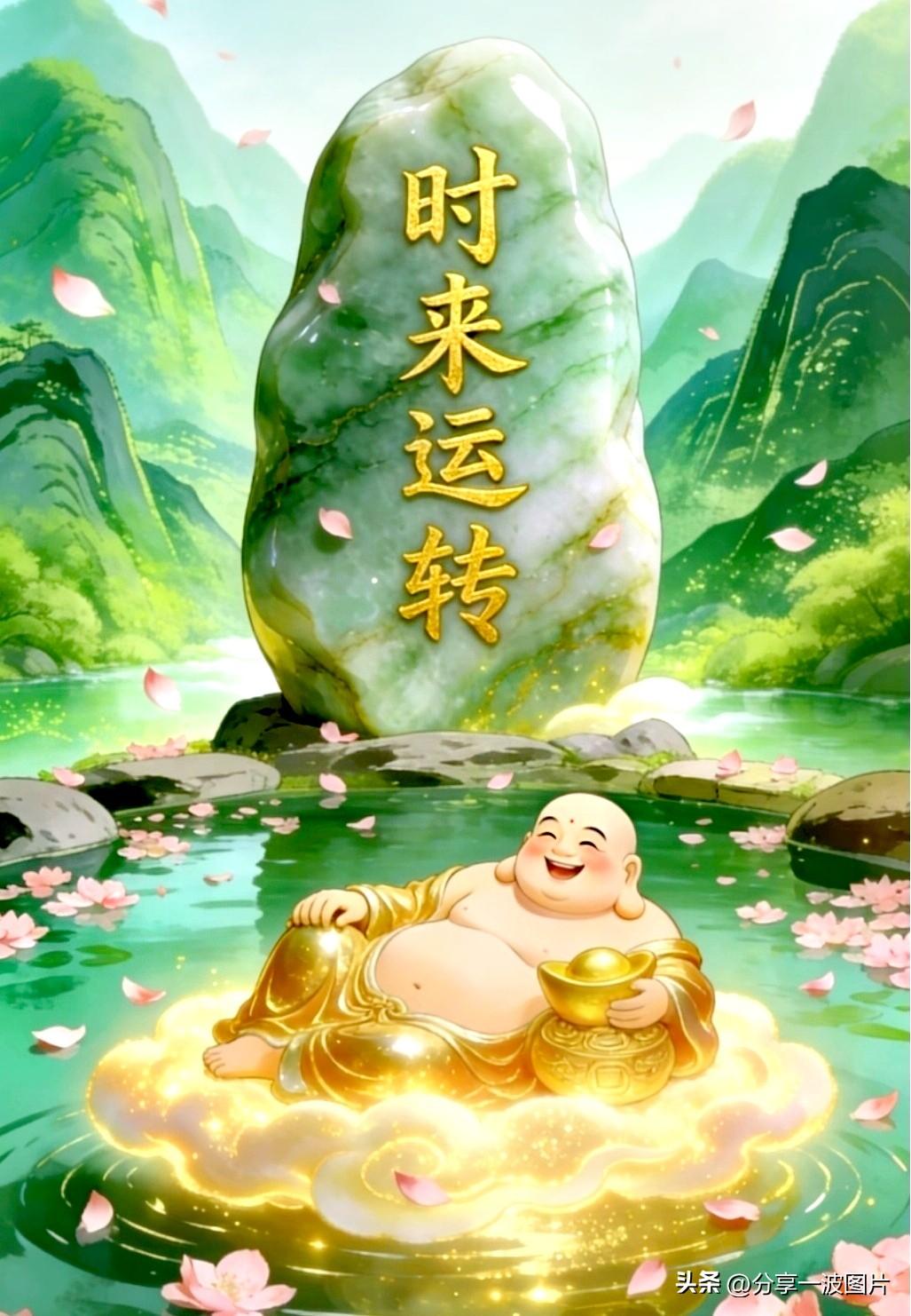 时来运转，好运当头，
财到福到，喜事到。
愿你从此顺风顺水，
一路繁花，步步生香