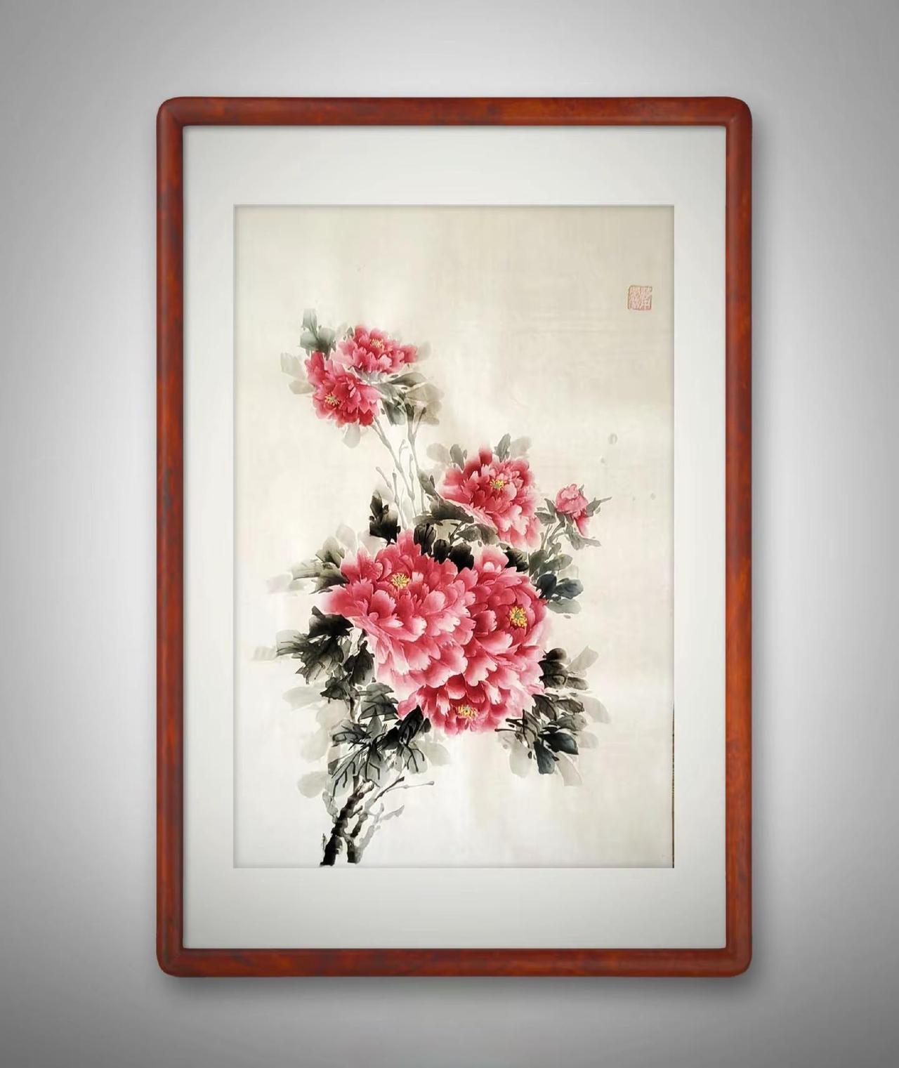 画的是牡丹，静的是心。国画牡丹花开富贵 写意国画牡丹 书画是一种修养 牡丹作品欣