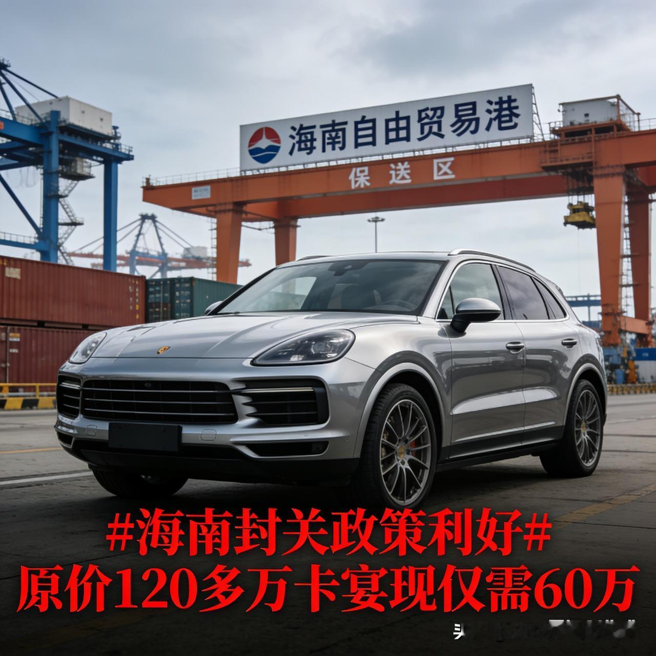 这价格看着也太香了吧！海南封关后，120多万的卡宴直接腰斩到60万，免了关税、增