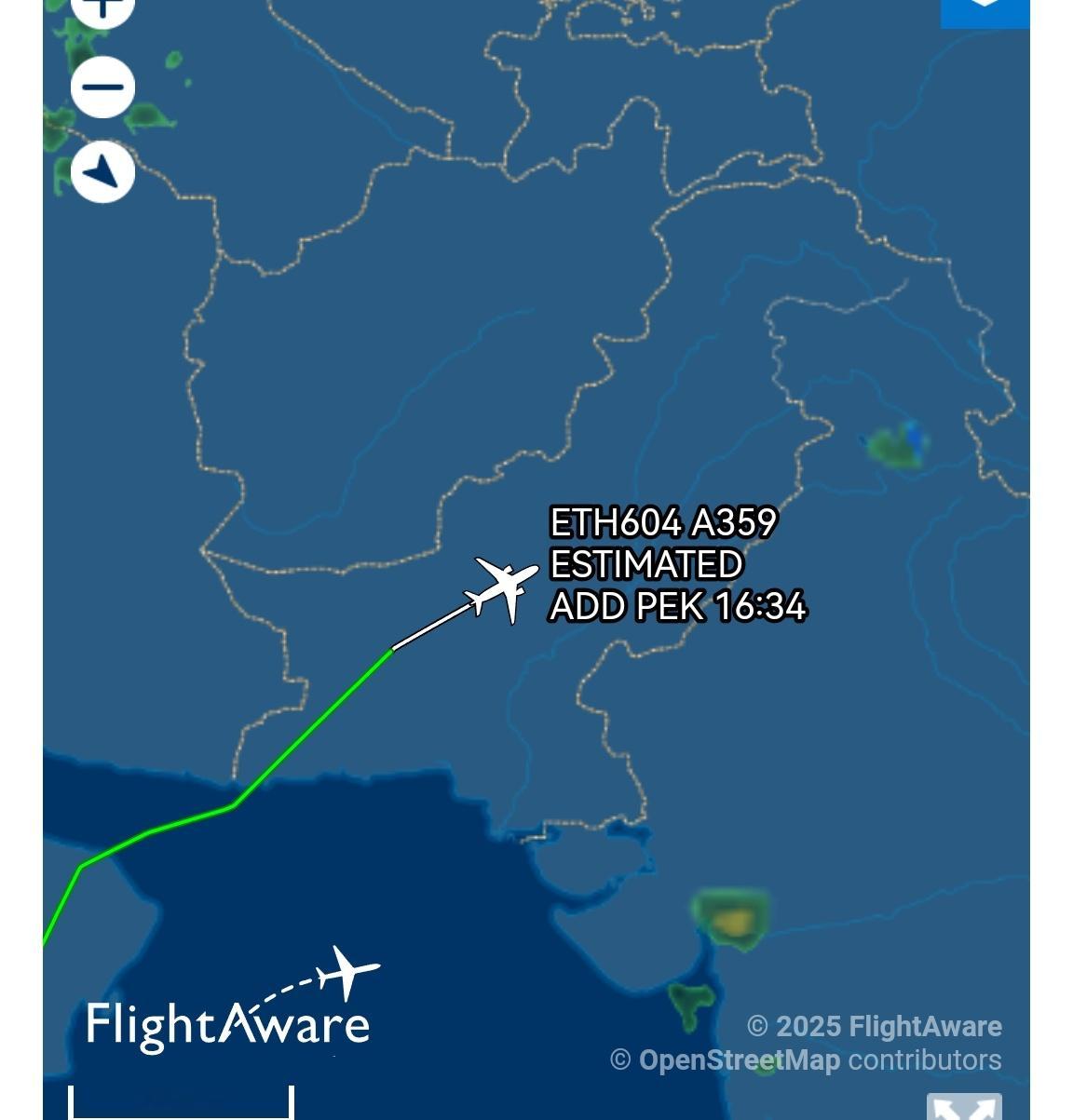 🔻埃塞俄比亚航空ETH604航班…印巴打仗也不能阻止我飞往beijing！巴基