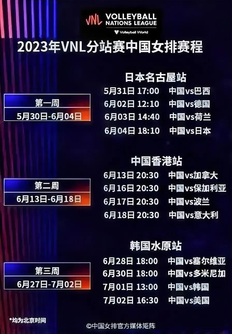 CCTV-5将在6月30日18:00将直播中国女排对阵多米尼加女排，赛前公布双方