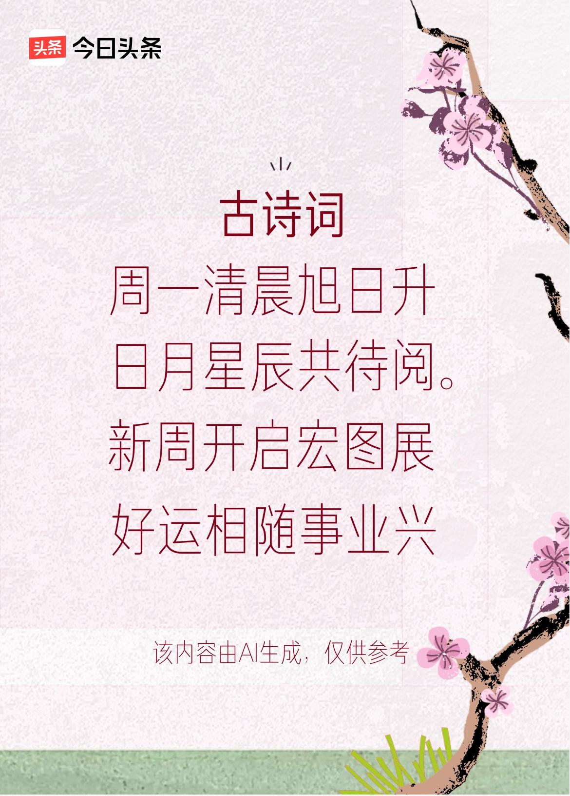 文学创作大会：周一清晨旭日升，愉快心情似鹤腾，新周开启宏图展，好运相随事业兴。戳