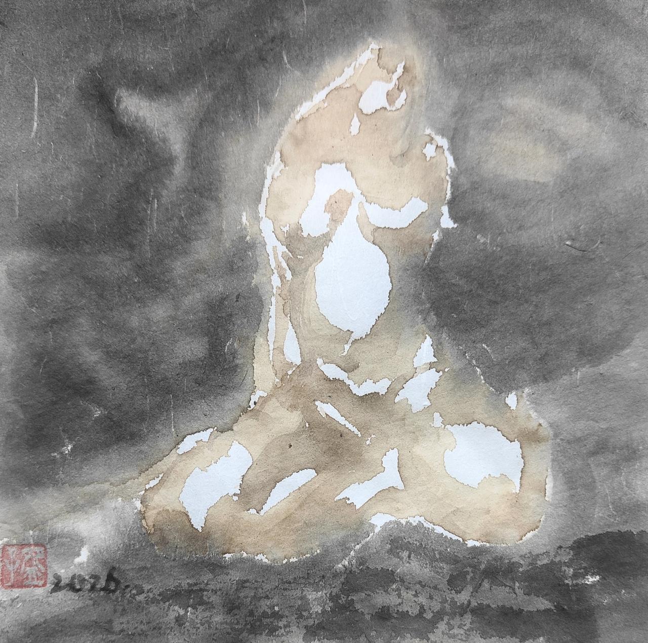 碗子的纸片水墨《留白即空》
​心经曰：色即是空，空即是色，受想行识，亦复如是。