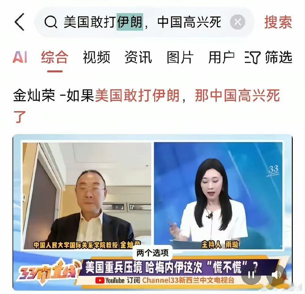 金灿荣和沈逸老师都是新西兰中文电视台的嘉宾。不过，主持人三妹比雨璇漂亮。节目内容