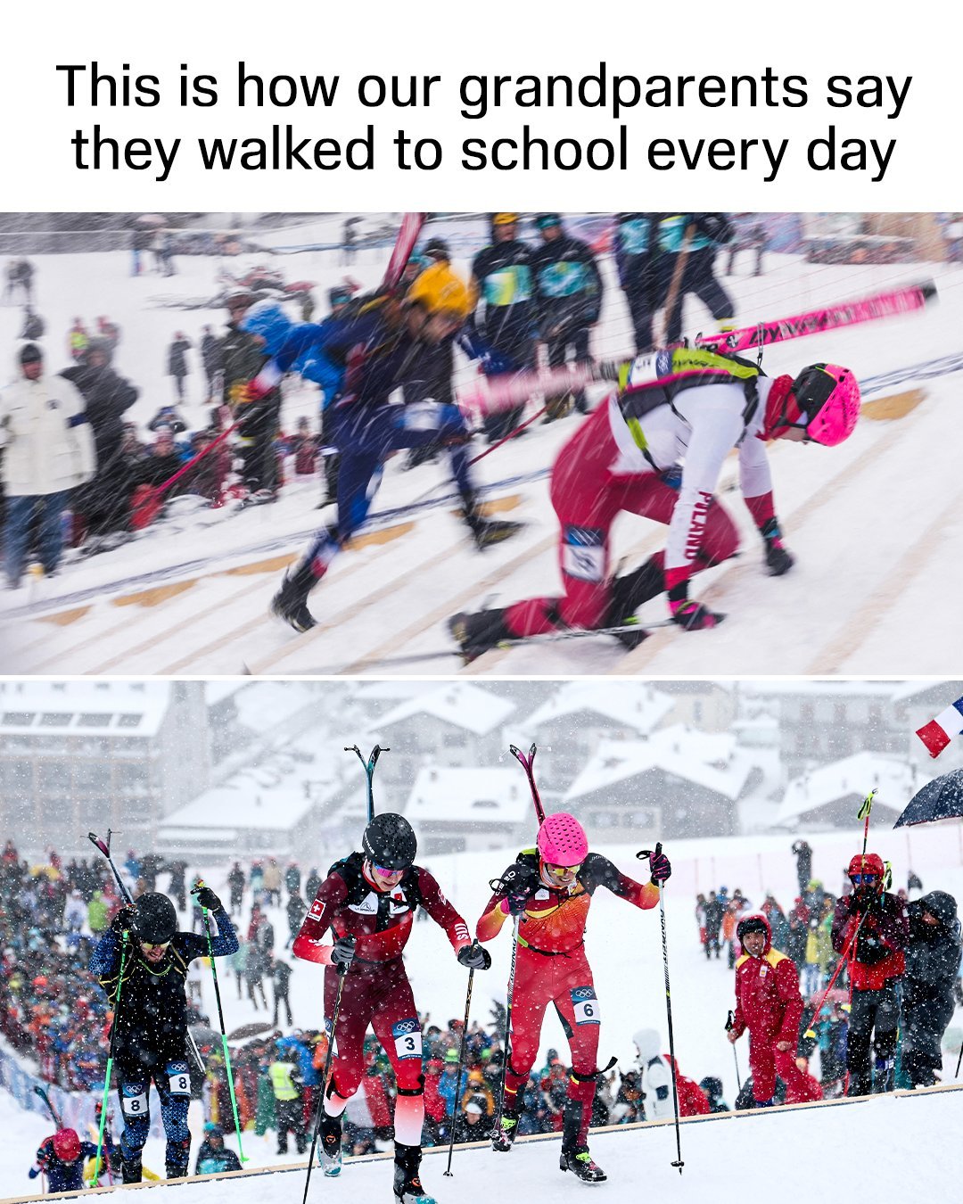 为中国冬奥健儿加油 好了，确实是如预计的一样历史上首次的滑雪登山项目，真的是历史