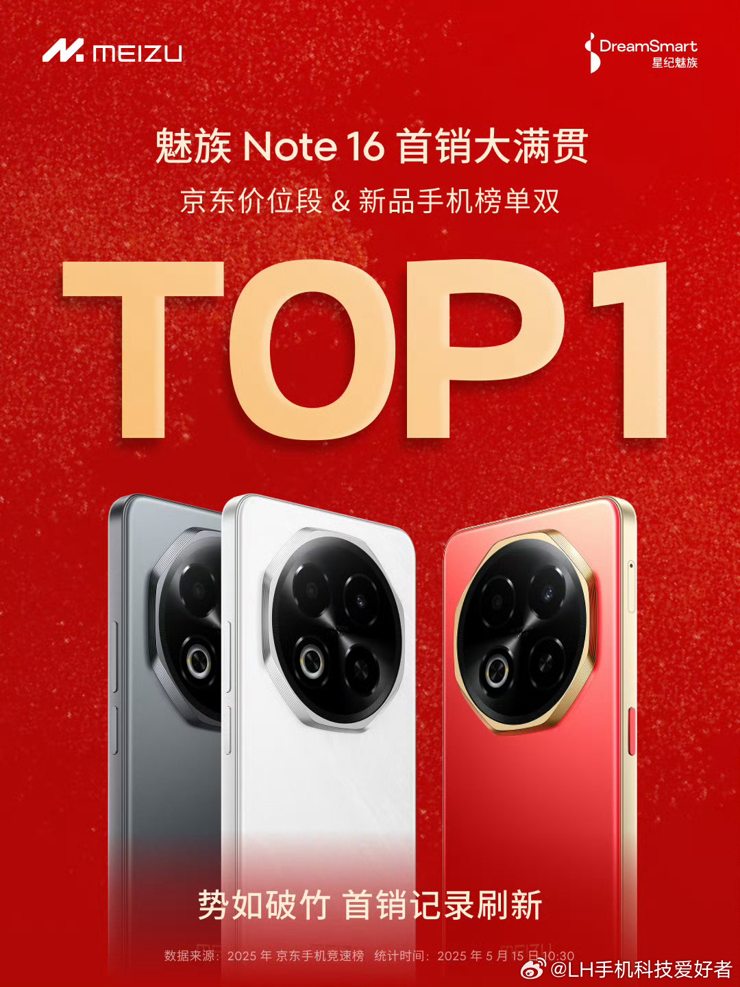 魅族Note 16系列获得京东价位段和新品手机榜单双TOP 1，这是什么水平？算