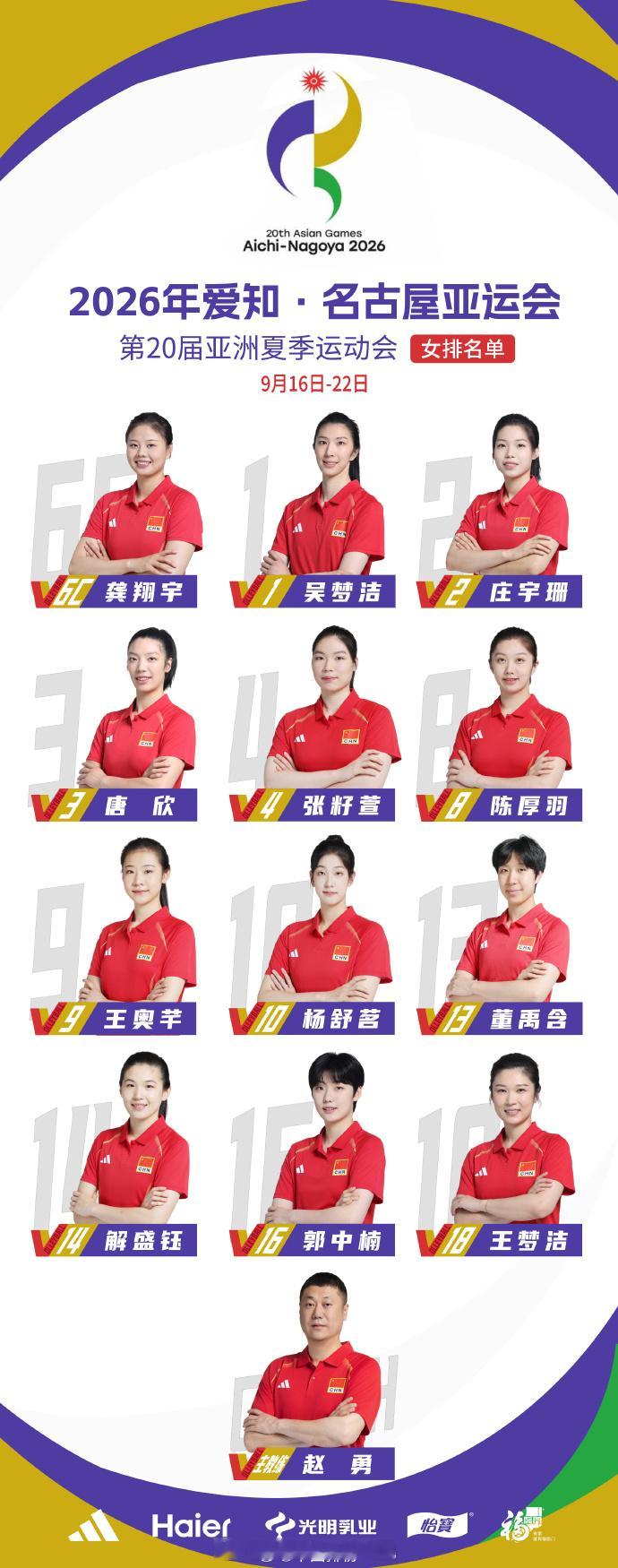 中国女排今天公布了亚运会名单，从去年到今年阵容的变化，唯一能看出来挺听取球迷的意