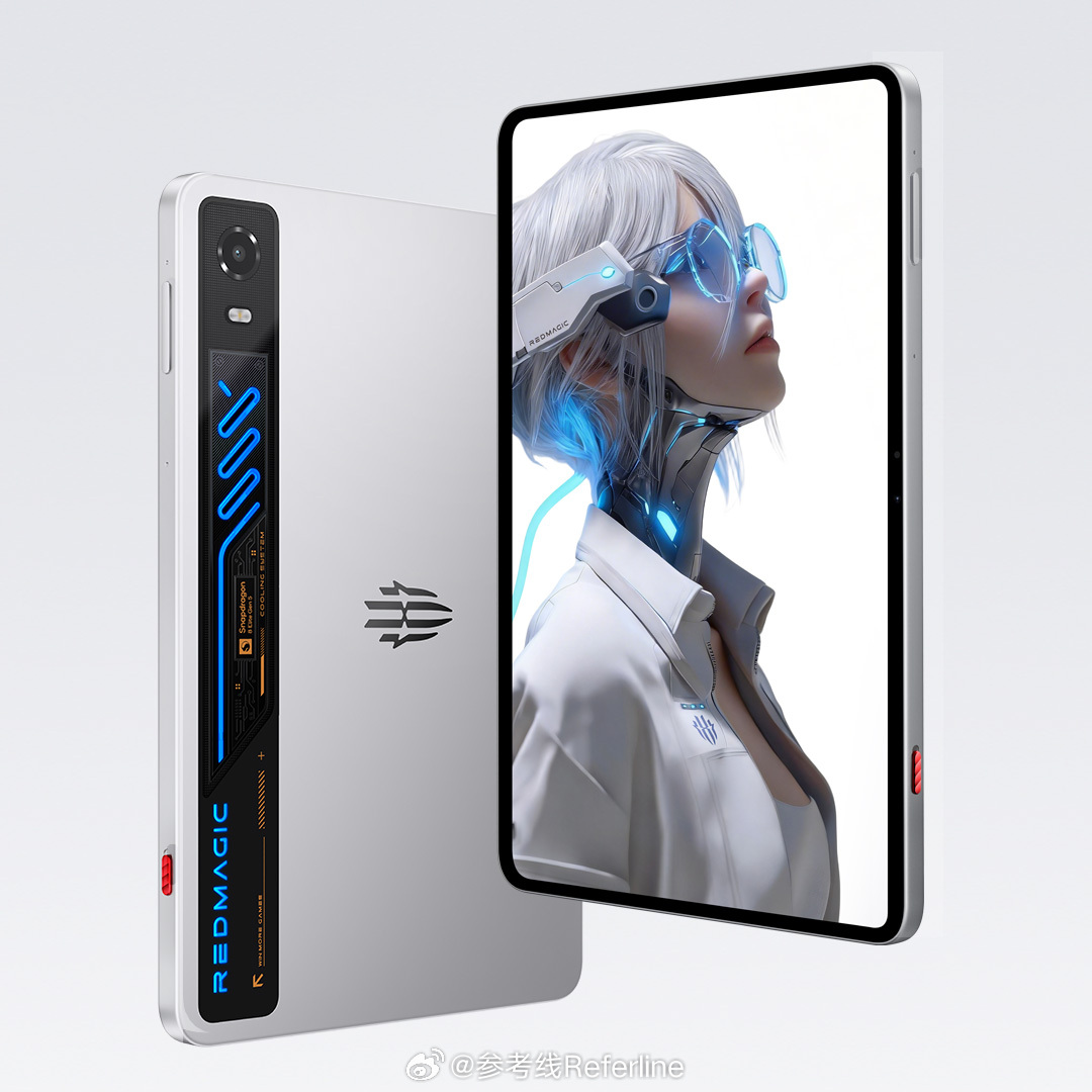 红魔游戏平板 5 Pro 外观公布了，氘锋透明银翼、氘锋透明暗夜 2 款配色，第
