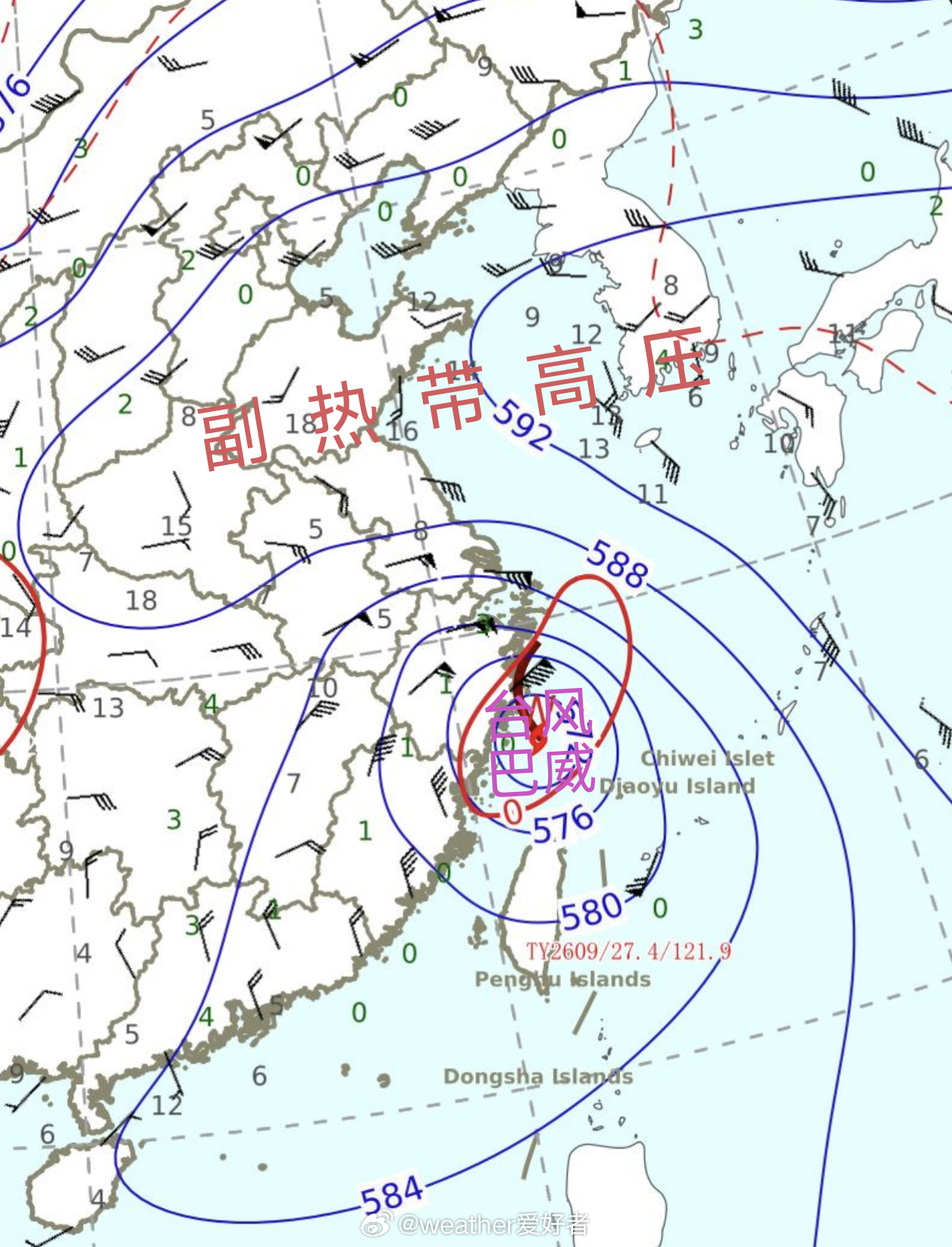 台风巴威 台风小科普：通常我们说的危险半圆区，指的就是台风前进方右侧，图中看就是