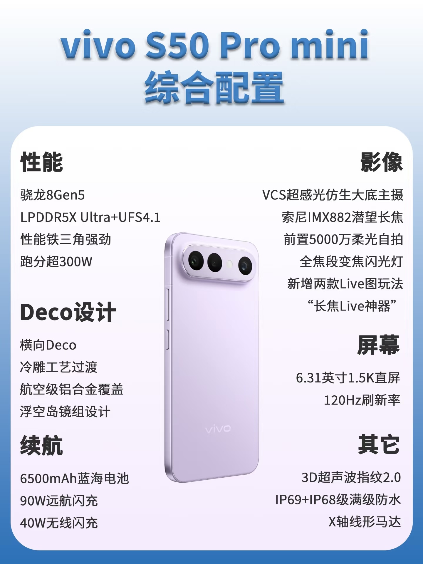 vivo S50 Pro mini 前瞻配置已经非常顶了，性能、影像、续航，再加