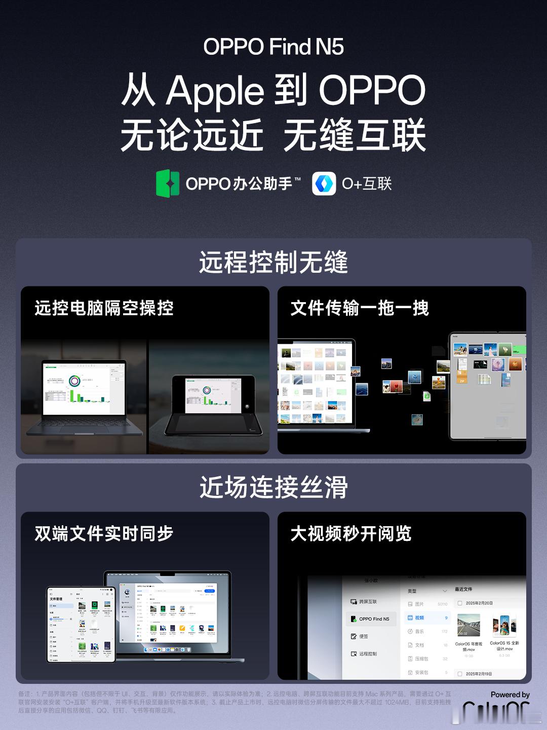 OPPO Find N5可以轻松远程控制Mac电脑，原本需要打开电脑处理的小事，