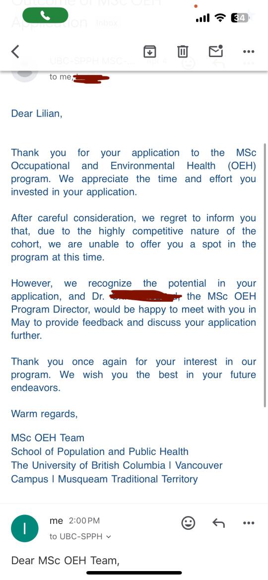 🇨🇦UBC MSc 据信后又收到email什么意思