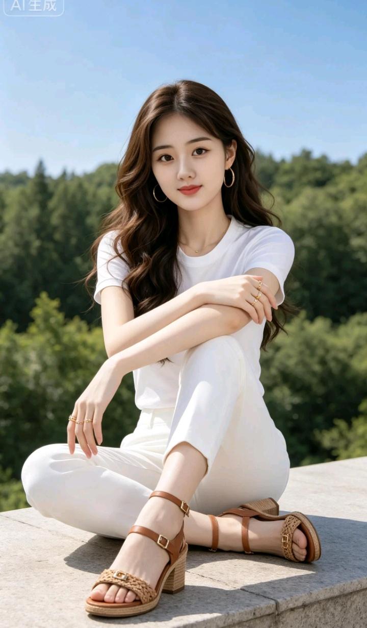 一个女孩坐在石头上晒太阳。你见过美女身材好的背影多吗 正午晒太阳 溪边淑女照