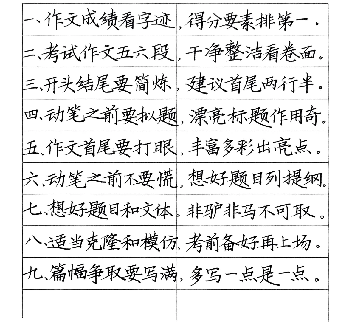 应试作文九条