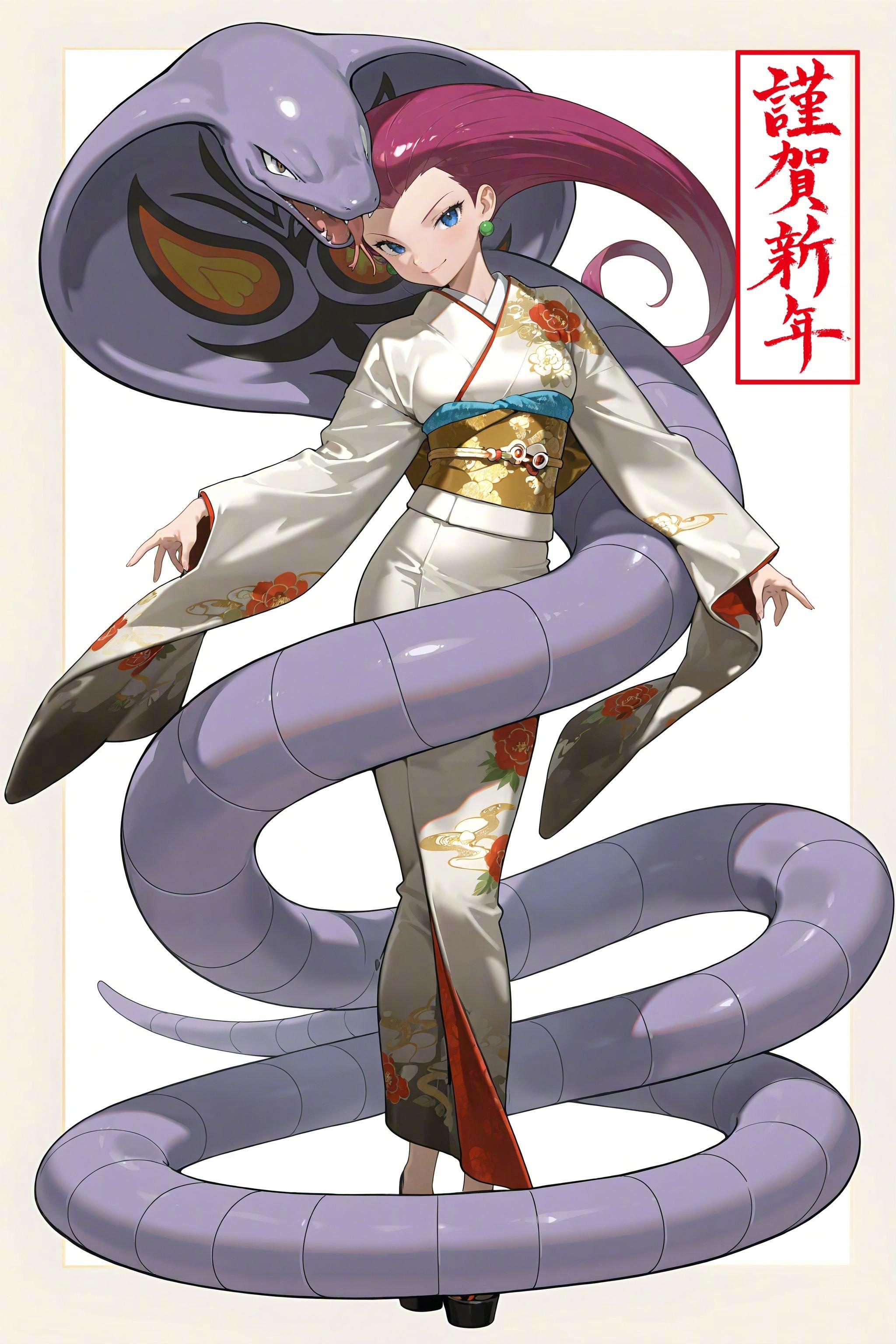 宝可梦 2025新年贺图🎍🎉武藏和阿柏怪🐍(绘师:らびっと) 