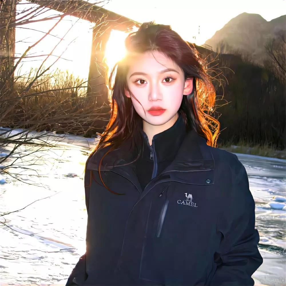 冬日暖阳下的少女，温暖而美丽。秋日少女照 阳光少女照 暖光花海少女 自然光下少女