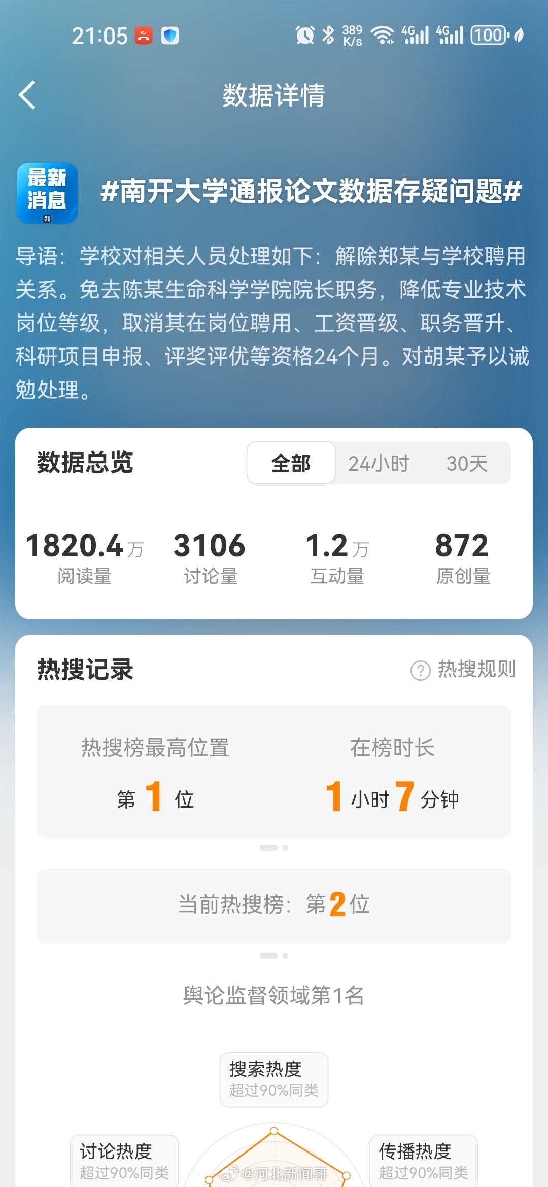 南开大学通报论文数据存疑问题：解除郑某与学校聘用关系，免去陈某生命科学学院院长职