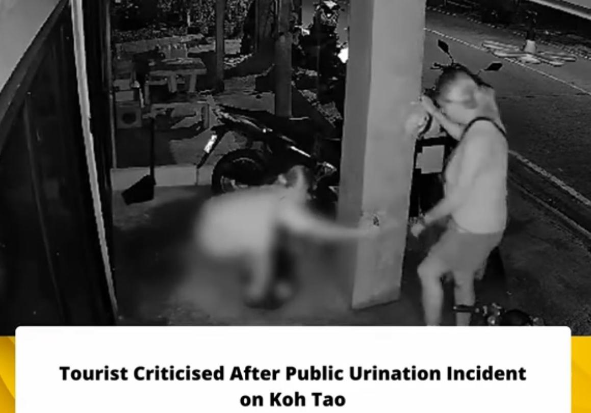 白人女子在芭堤雅随地小便，她像在公厕一样自在地蹲在路边墙角小便，非常淡定地解决完