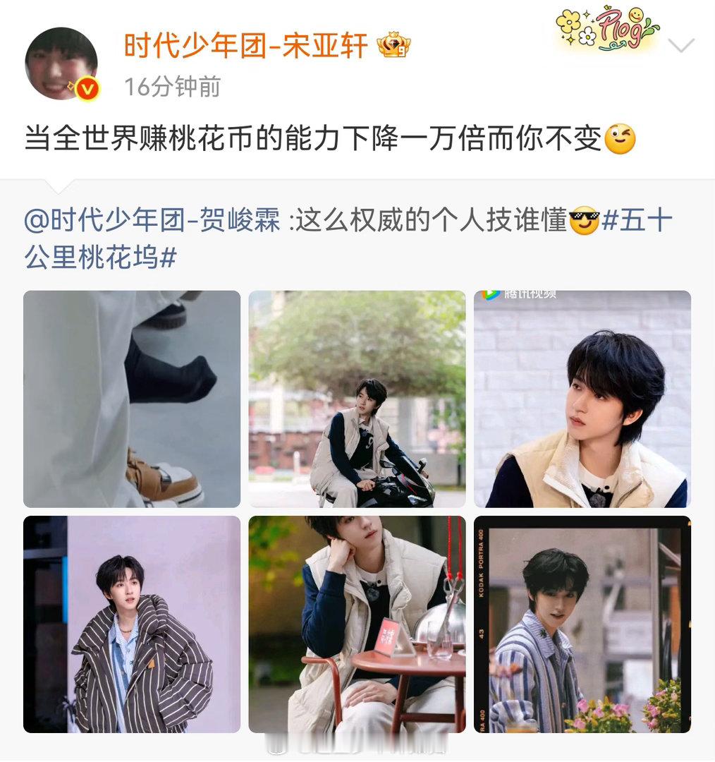 时代少年团为贺峻霖桃花坞打call五十公里桃花坞还特意喊话小卖部天天给贺峻霖送烤