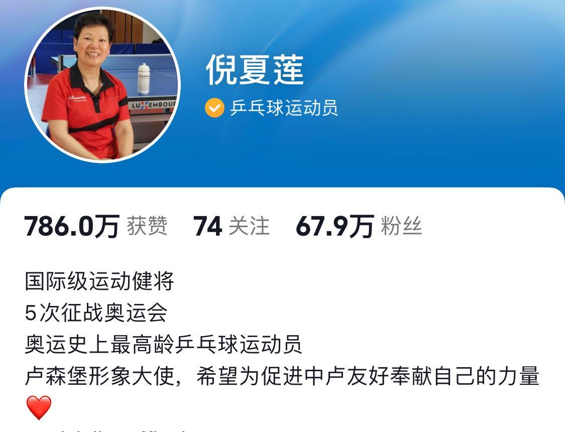 卢森堡人口66.9万，倪夏莲抖音粉丝67.9万，获赞786万，这个数字估计让老外