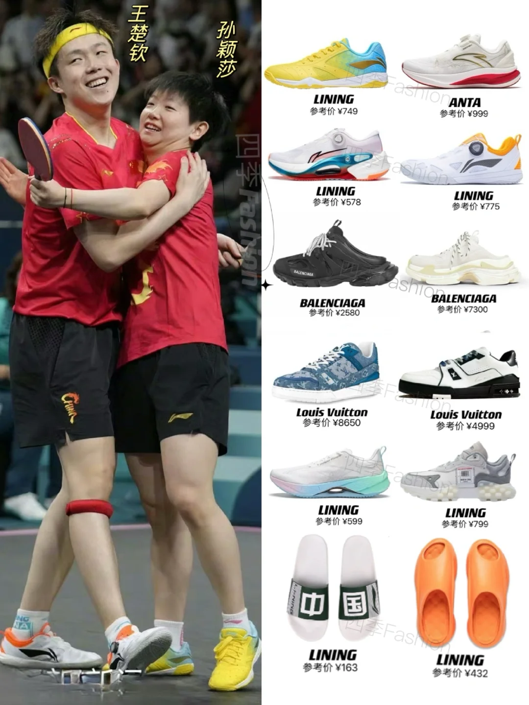 王楚钦 孙颖莎同款鞋子合集🔥出镜超高！！