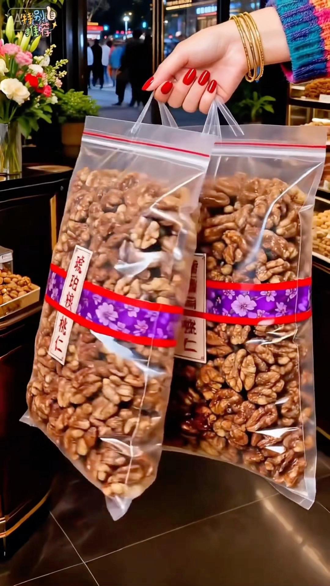 家人们！年货果盘里必须有这琥珀核桃仁！ 裹着一层亮晶晶的糖衣，像琥珀一...