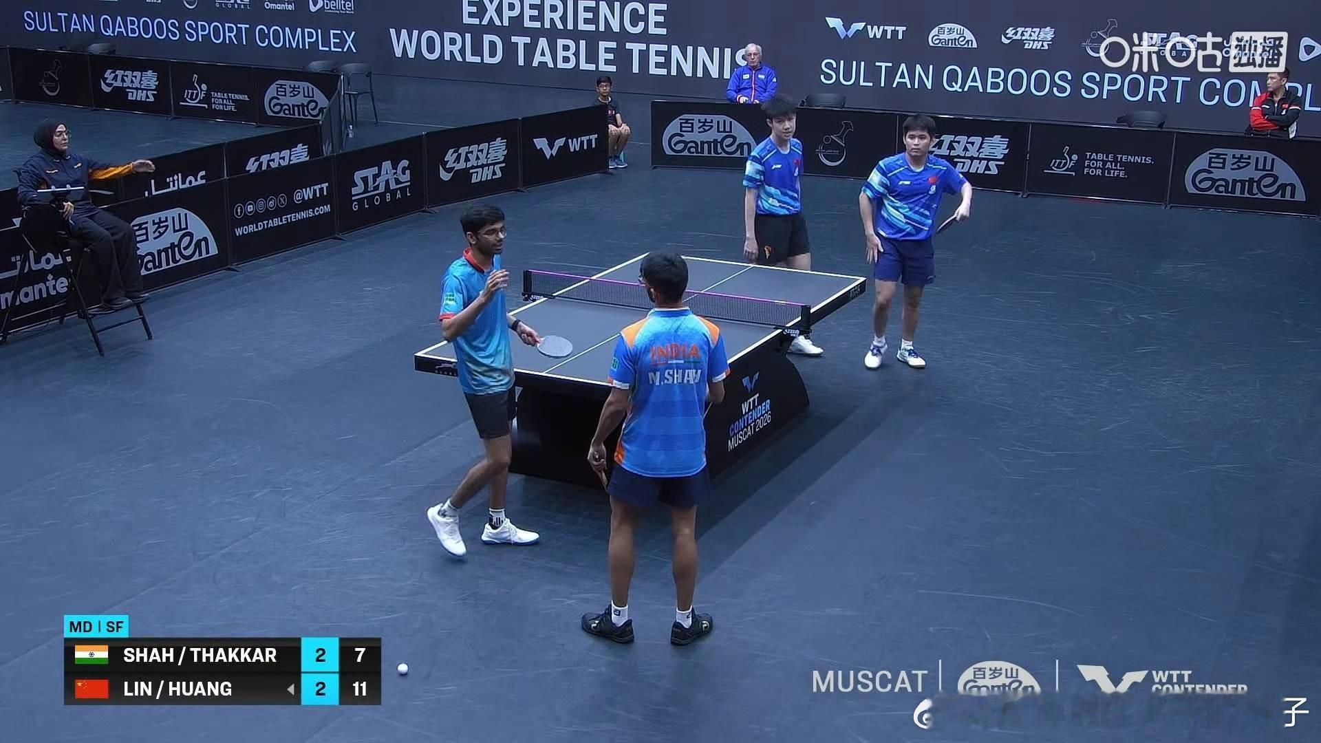 林诗栋黄友政3比2玛纳什塔卡（-8，9，-6，8，7）晋级2026WTT马斯喀特