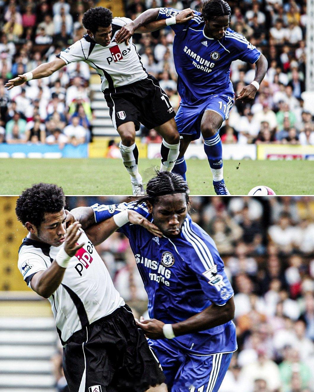 【旧图分享：单防德罗巴】2006年，英超西伦敦德比，富勒姆vs切尔西，农场主的一