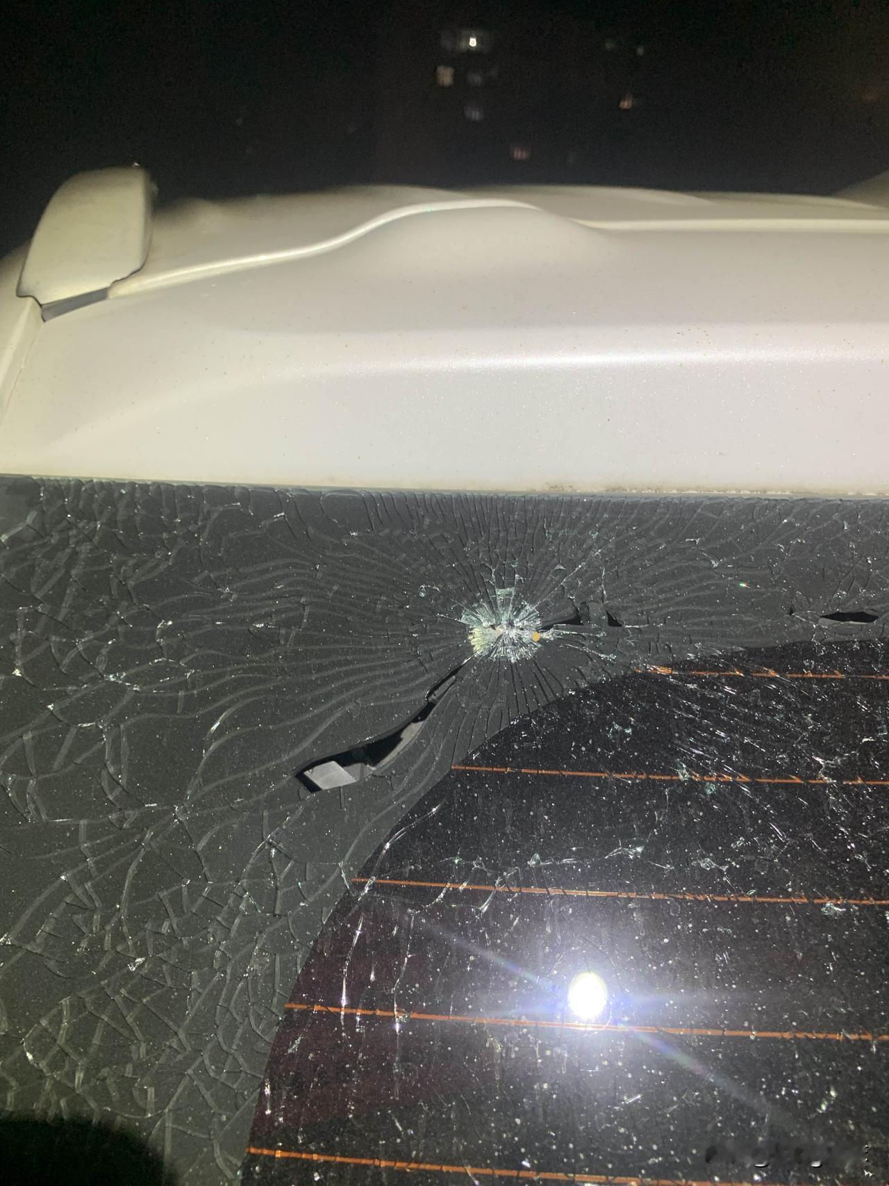 下午开车准备去接孩子放学，启动车辆后，我看了一下车内后视镜，发现后风挡玻璃上有花