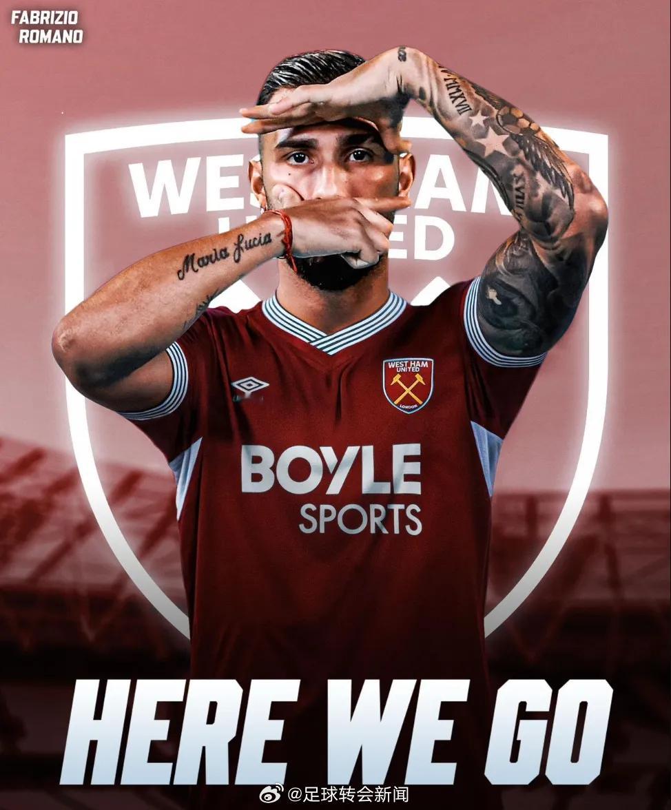 罗马诺发推：塔蒂-卡斯特利亚诺斯即将加盟西汉姆，here we go！铁锤帮和拉