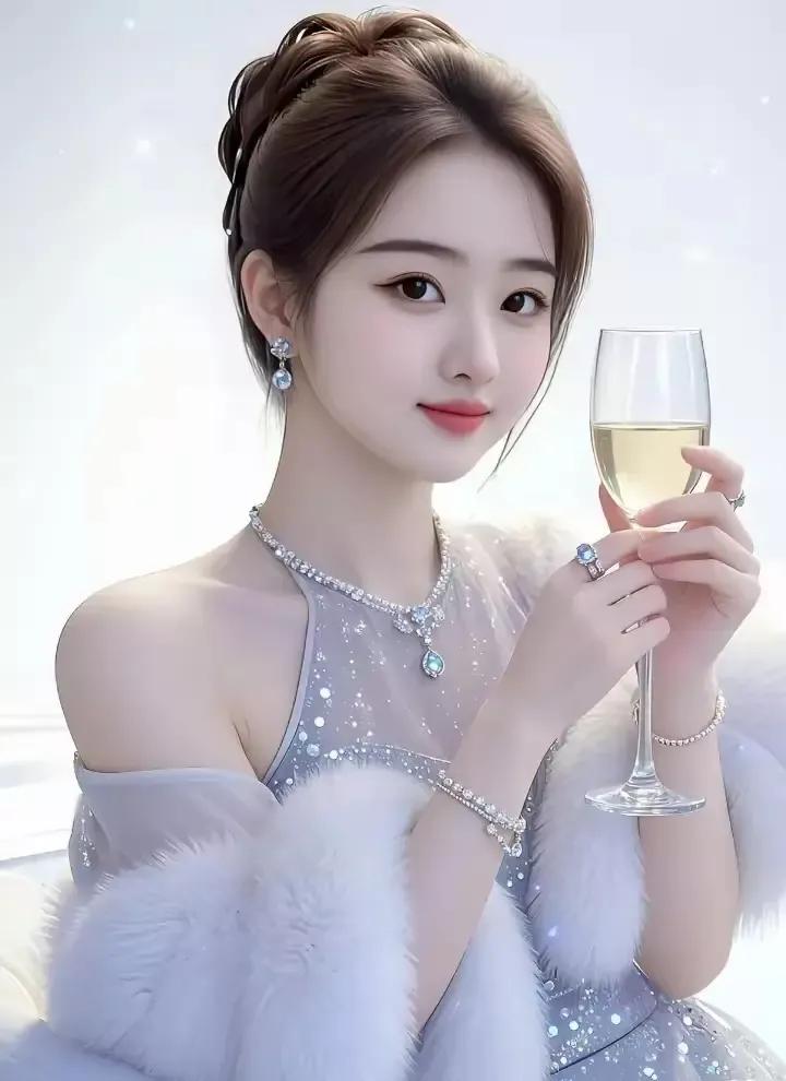 优雅仙女举杯，闪耀珠宝与酒香相伴珠宝美人照 红裙珠宝写真 晚宴女神范 礼服珠宝搭