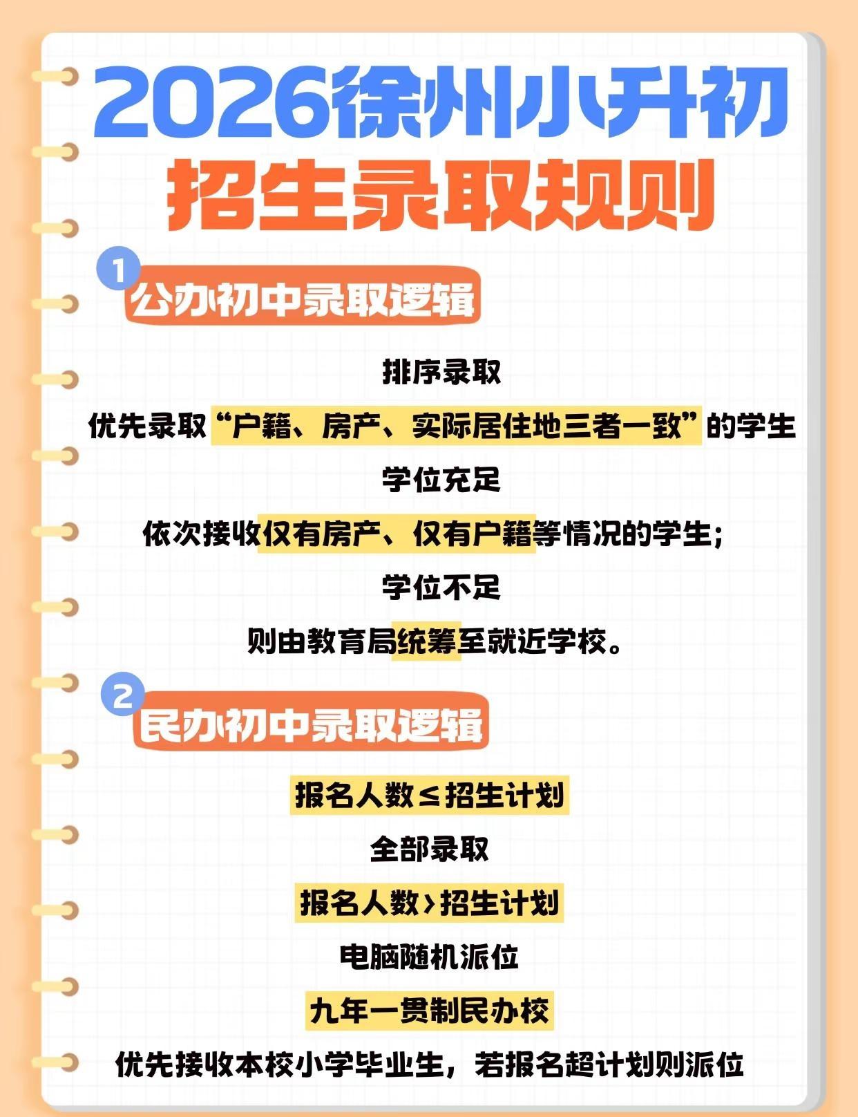 2026徐州小升初招生录取规则。徐州小升初 招生 徐州初中 录取