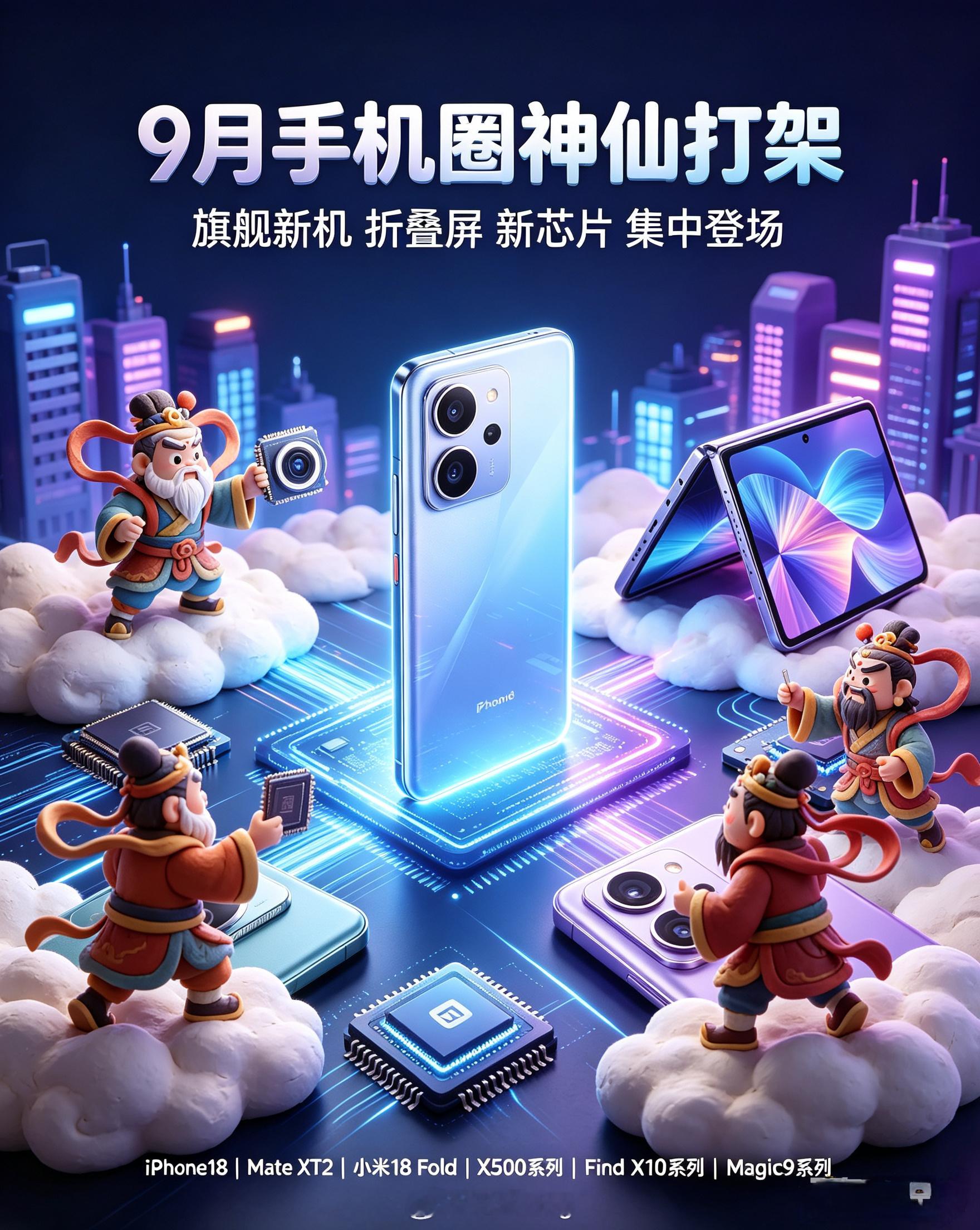 9月手机圈神仙打架今年9月数码圈堪称年度大戏，苹果、华为、小米、荣耀、OPPO、