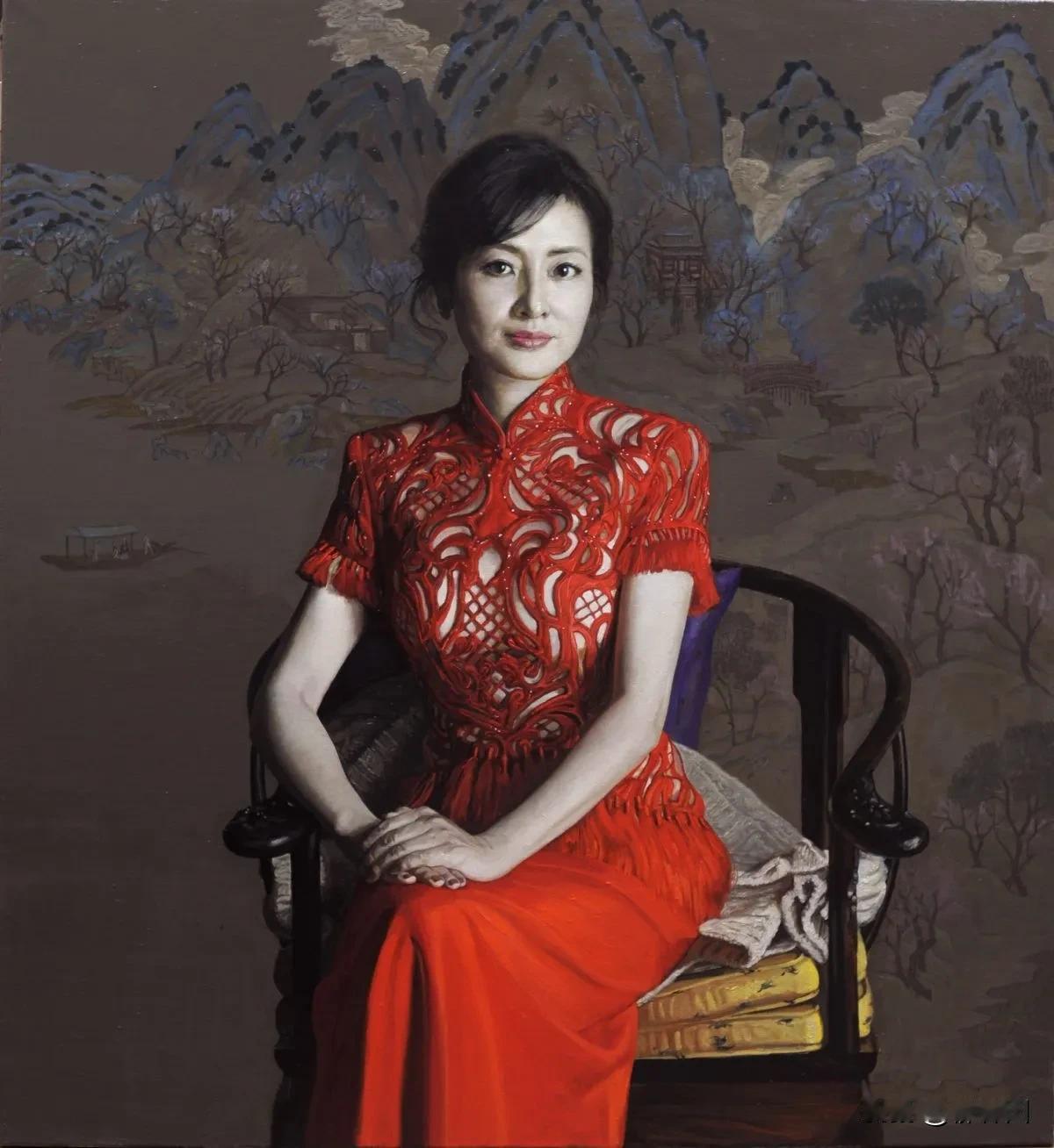 “油画”里的周涛，比舞台上的还要有故事感。这幅画作，不仅捕捉了成熟女性的柔情，还