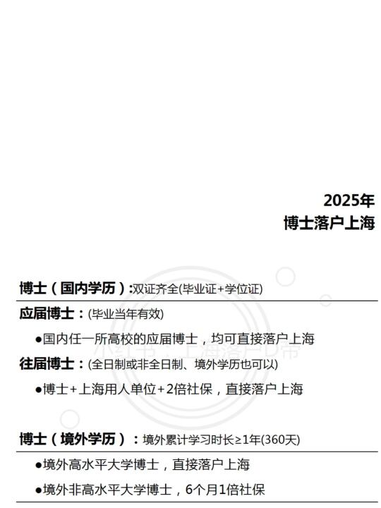 2025年博士落户上海！