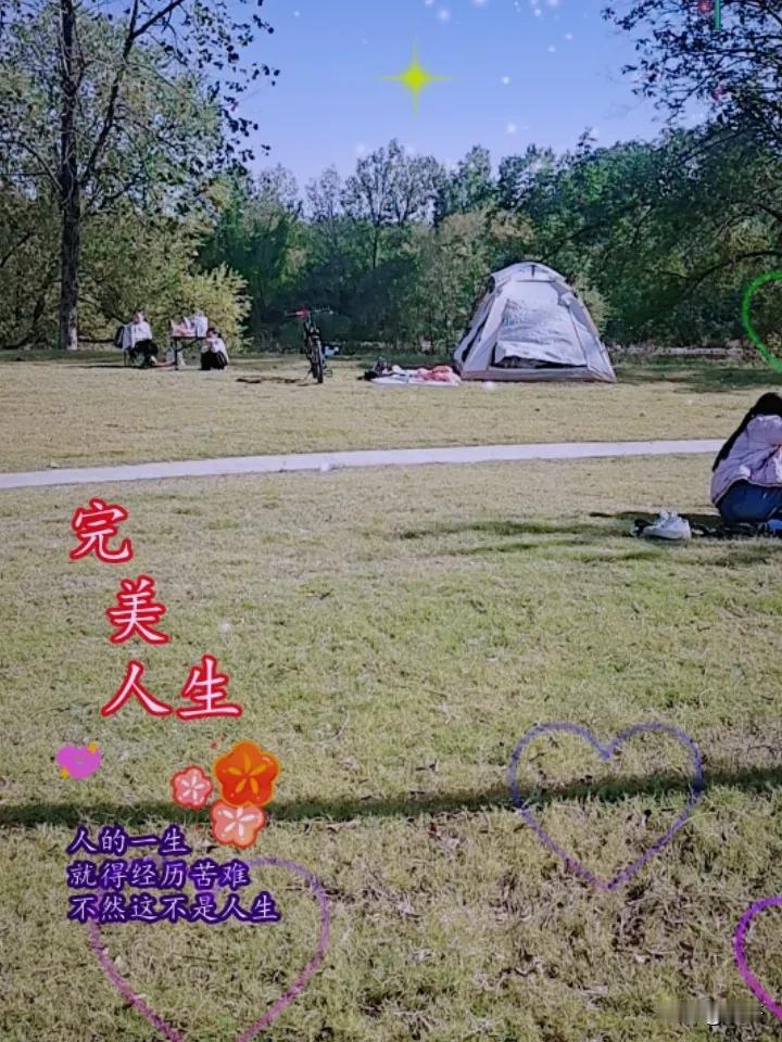 江山贺村沙州公园，很多人下午带着家人在草上晒太阳，有人在公园里做烧烤，