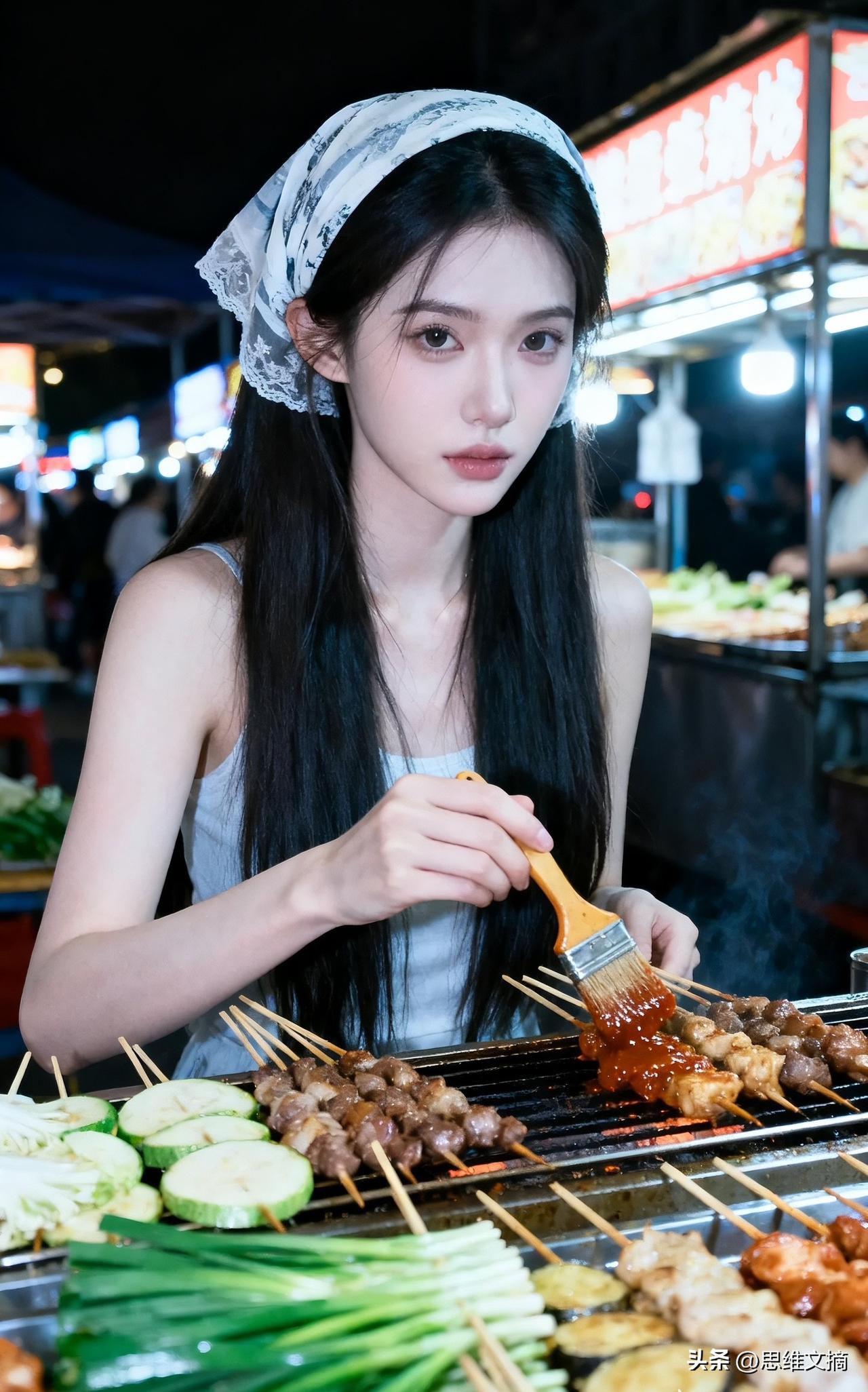 凌晨一点，烤炉还没凉。
三个老爷们吃完150串肉，酒瓶空了，人走了。

女老板林