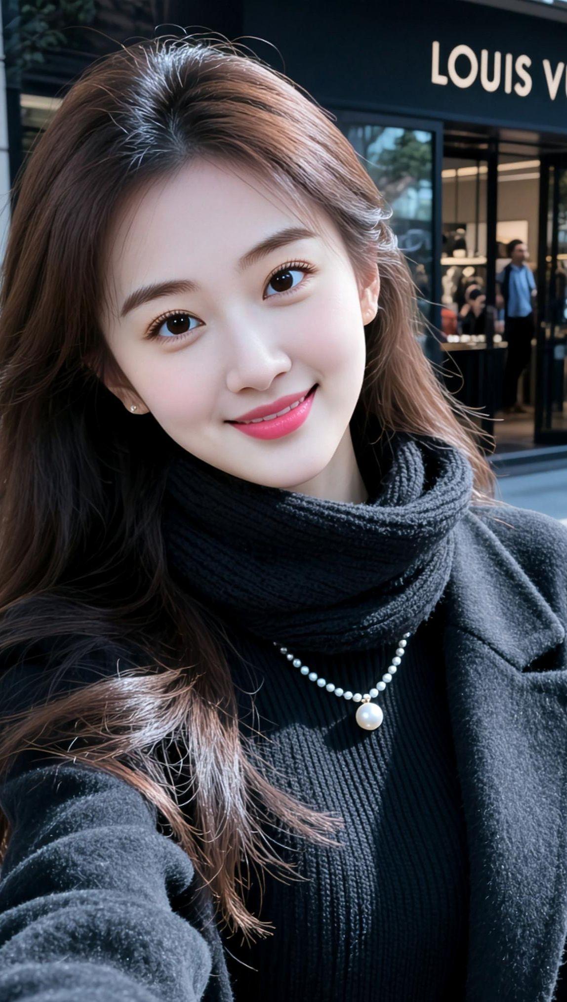 冬日街景自拍 抖音ai创作 高颜值