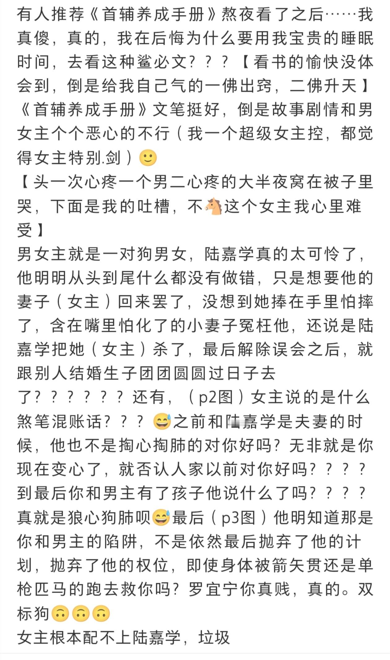 随便在抖和红薯上翻翻首辅原著评价，心疼陆嘉学踩男女主的言论太多了现在剧版把重生砍